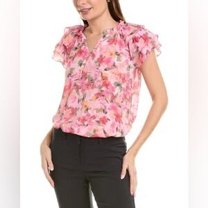 Nanette‎ Lepore pink flutter sleeve, rose, top size medium